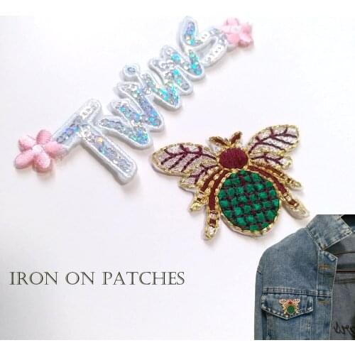 Fashion Iron on patches for clothing Small animal letter embroidery ironing applique parches sticker for bags backpack jeans