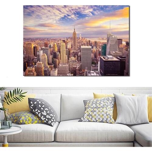 Bridge Cityscape Night Scene Sunset New York Landscape Art Canvas Poster Painting Wall Picture Print Home Bedroom Decor Artwork