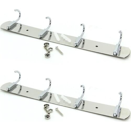 MroMax 1/2/3PCS Row Hooks Stainless Steel Polishing 290/370/450/530/610*50mm 4/5/6/7/8 Hooks Door Wall Hook Up Home Hardware