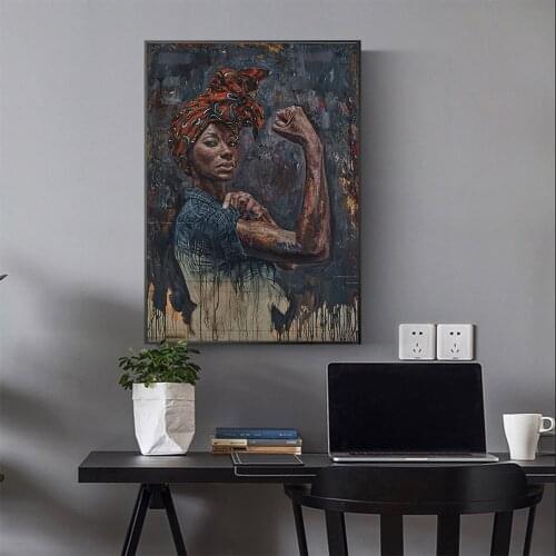 MUTU Graffiti African Girl Poster Oil Canvas Art Prints African Woman Portrait Art Painting Wall Pictures for Living Room Decor