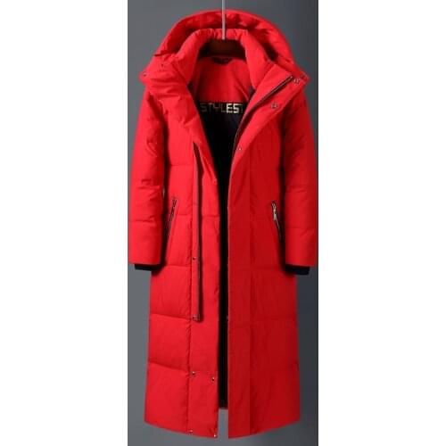 Mens X-Long White Duck Down Jacket 2020 Winter New Over The Knee Thicken Slim Fit Warm Jackets and Coats Male Brand Clothing