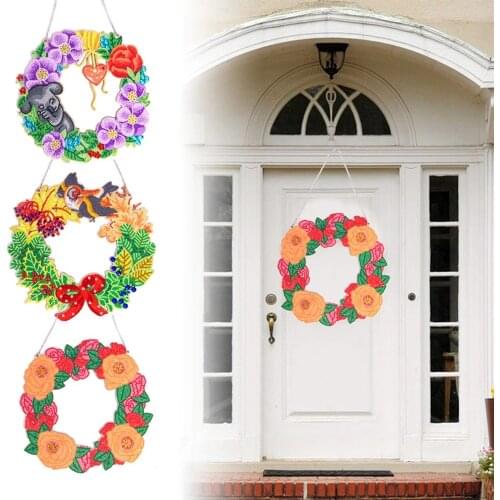 DIY Diamond Painting Wreath Circle Diamond Mosaic Door Home Wall Decor Special Shaped Drill Diamond Embroidery Kit Cross Stitch