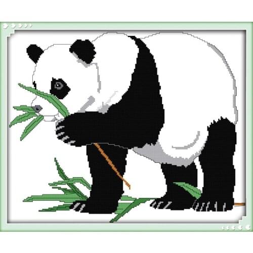 Panda(2) cross stitch kit 14ct 11ct pre stamped canvas cross stitching animal lover embroidery DIY handmade needlework