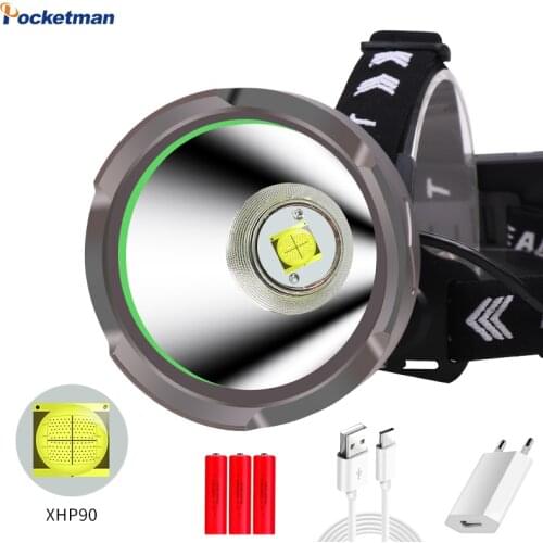 Professional LED Headlamp P90 Headlight 90000 Lumens, Waterproof, Red Warn Light, 4 Modes Headlamp for Camping, Hunting Outdoor