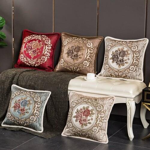 European Jacquard Elegant Floral Cheaper Decorative Cushion Cover For Car Sofa Home Decoration Square Classic Throw Pillow Case