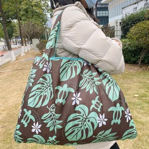 Large Size Nylon Womens Shopper Reusable Foldable Bag Shopping Bag Handbag Environmental Bag Out Shoulder Bag