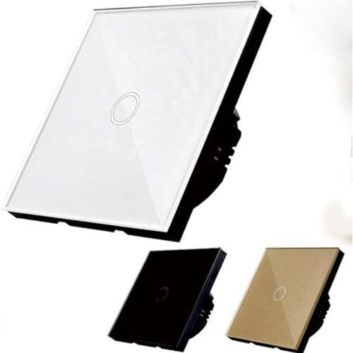 NEW arrival EU Standard Switch Wall Touch Switch Luxury White Crystal Glass, 1 Gang 1 Way Switch, AC 220-250 C701-11/2/3/5