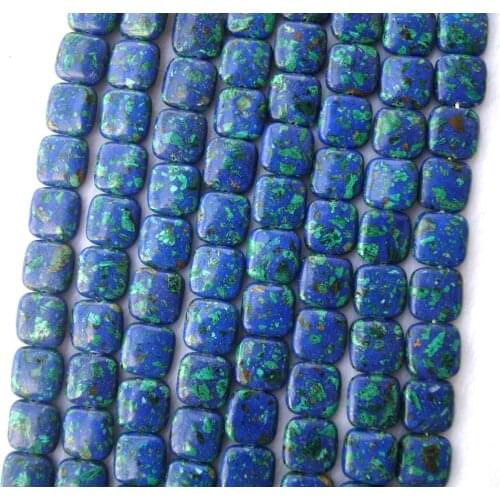 Azurite Malachite Flat Square Loose Beads For Jewelry Making DIY Bracelet Necklace Earrings