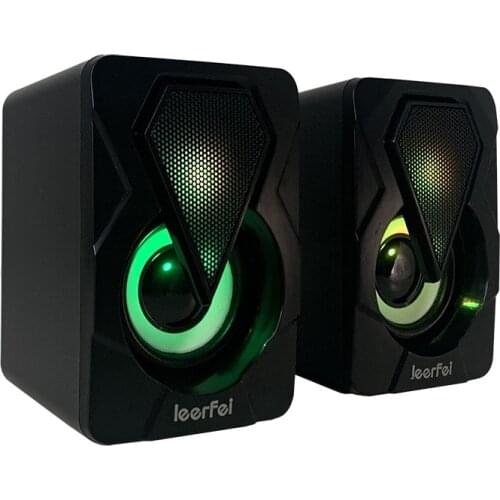 USB Wired Computer Speakers Bass Stereo Subwoofer Colorful LED Light Laptop Smartphones MP3 PC Mobile Phone
