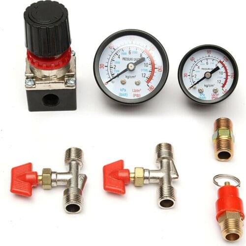 Air Regulator Compressor Pressure Valve Control Switch Regulator 125 PSI Gauges