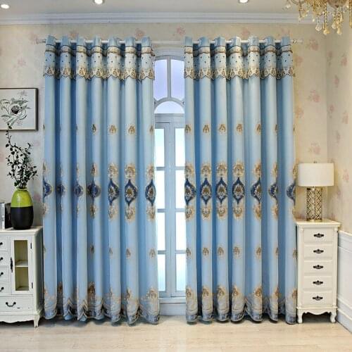 Luxury 3D Flower Embroidery Curtains for Living Room Bedroom Blackout Curtains European Style Luxury Elegance Window Drapes