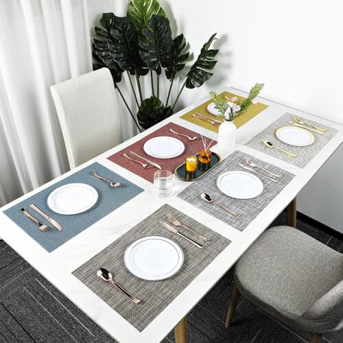 6pcs/set PVC Placemat Washable Dining Table Mats for Dining Table Cafe Anti-slip Hot Placemats Bowl Pad Cup Mat Table Coasters