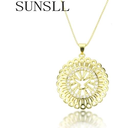 SUNSLL Fashion gold round necklace copper cubic Zirconia religion necklace for women part/anniversary jewelry pendant necklace