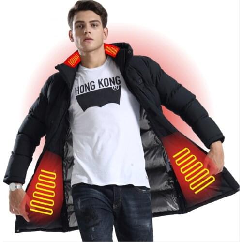 Intelligent Heated Jacket Medium Long Thick Thermal Cotton-padded Jacket Winter Tactical Vest Black Outdoor Heated Vest +size