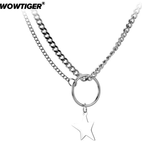 WOWTIGER New Fashion stainless steel star Necklace woman Long section Necklace Women Holiday Beach Jewelry Wholesale gift