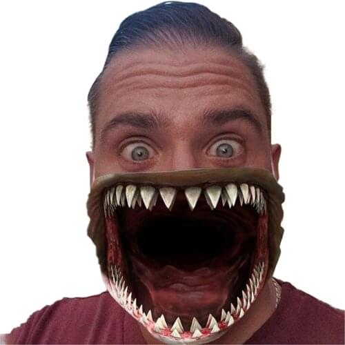 Halloween Shark Mouth Funny Knitted Mask Dustproof Breathable Face Decoration Christmas New Year Holiday Decorations