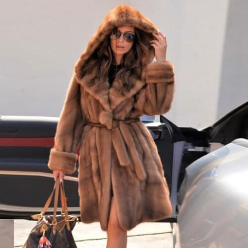 90cm Long Real Mink Fur Coat for Women Winter Fashion 2021 New High Quality Genuine Mink Fur Coats Woman Natural Fur Overcoat