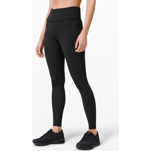 Lulu Fitness Women Leggings Slim Women High Workout Leggins with Two Side Pockets 4-Way Stretch Leggings Lady Stretchy Pants