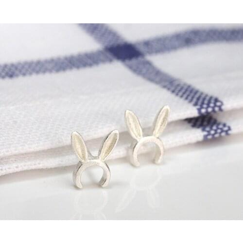 2018 New Fashion Authentic 100% 925 Sterling Silver Stud Earrings For Women Girl Rabbit Earrings Female Fine Jewelry For Party