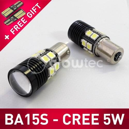 1pc ba15s 13led - 12 led SMD 5050 + 5W CREE light headlight Auto Cree Chip 5w Lens Shine Car Parking GLOWTEC + GIFT