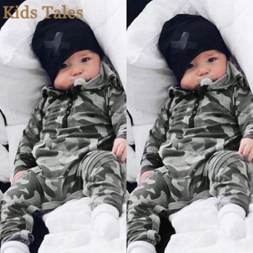 Fashion Baby Jumpsuit camouflage Newborn Baby Girls Boys Rompers Jumpsuit Playsuit hoodie Outfit Infant Clothes 1piece PQ191