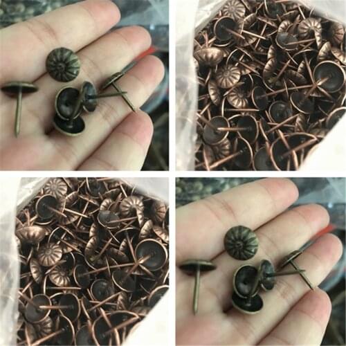 100pcs Retro Upholstery Nails Jewelry Box Tacks Sofa Shoe Door Decorative Studs