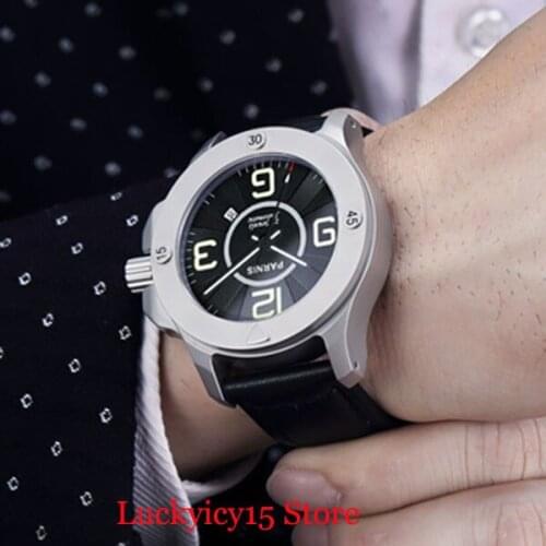 2 Model Dress Round Stainless Steel Mens Watch 47mm Case Sapphire Glass Auto Date Sapphire Crystal Leather Strap Luminous Marks