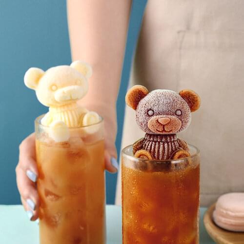 3D Ice Cube Ice Cube Silicone Mold Maker Little Bear DogShape Chocolate Mould Tray Ice Cream DIY Tool Whiskey Wine Cocktail