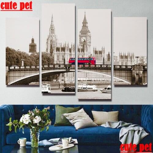 4PCS Diamond Embroidery Cross Stitch London architectural landscape Diamond Painting Kits Mosaic Sale Rhinestones Art Handwork