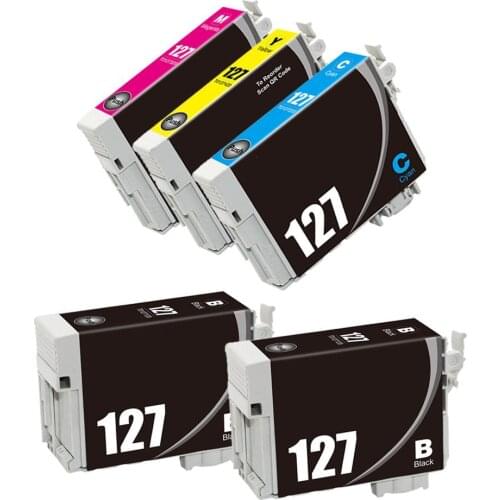 5 Pack 127 Ink Cartridge Compatible With Epson Stylus NX625 NX530 WorkForce 633 630 635 840 645 WF-7010 WF-7510 WF-7520