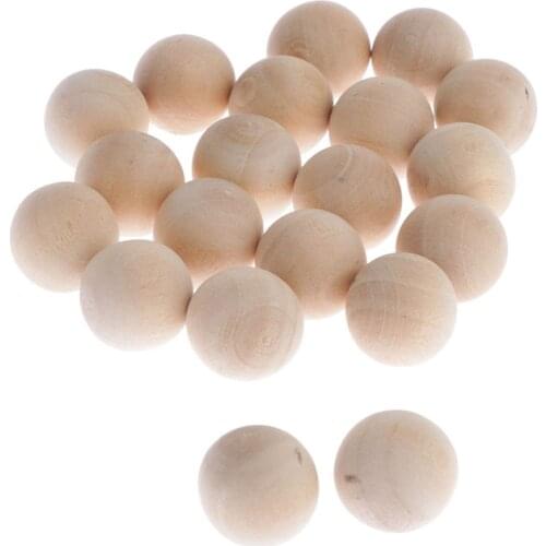 50x Natural Unpainted Wood Beads Round Loose Wooden Bead Bulk Ball for Jewelry Making Craft