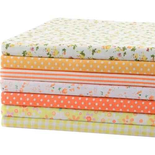 7pcs Yellow fat quarter bundle 100% Cotton Fabric telas patchwork tilda shabby chic fabric quilting 50cmx50cm