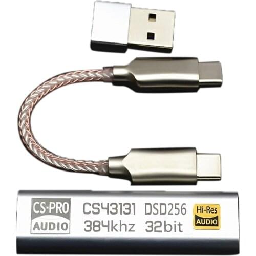 TYPE C to 3.5MM DSD256 for Android Headphone Amplifier Adapter DAC Portable USB Cirrus Logic Hifi for Ios Win10 PC