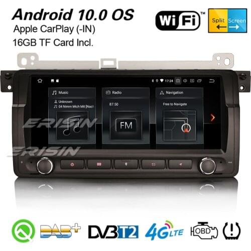 Erisin 5146 8.8" Android 10.0 Car Stereo GPS CarPlay WiFi BT5.0 TPMS OBD2 USB Navi DAB+ For BMW 3er E46 318 325 M3 MG ZT Rover75
