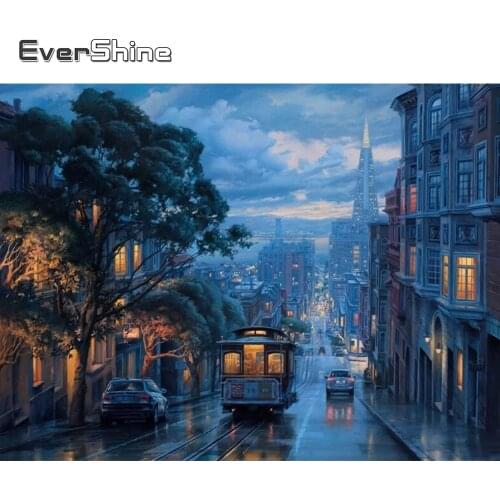 EverShine 5D Diamond Painting Scenic Full Square Town Diamond Embroidery Picture Of Rhinestones Cross Stitch Kits Home Decor