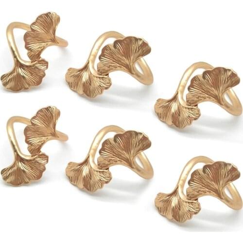Ginkgo Leaf Napkin Rings,Metal Napkin Holders for Wedding Party and Daily Use,Complement to Your Dinner Table Decor