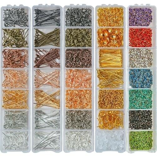 Boxed Metal Beads Set Alloy Accessories Jewelry Findings Earring Hook Lobster Clasp Ring Needlework DIY Crafts Handmade Charms