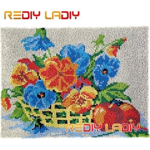 Latch Hook Rug Flowers & Fruits Plush Wall Hanging DIY Carpet Rug Chunky Yarn Arts Cushion Crocheted Floor Mat Hobby & Crafts