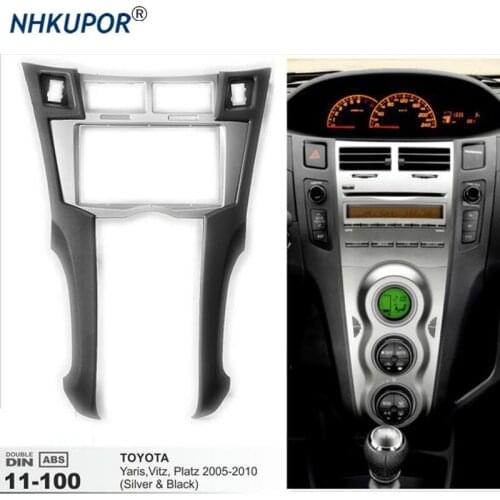 11-100 Installation Surround Fascia Trim CD Dash Kit For TOYOTA Yaris Vitz Platz 2005-2010 (Silver) Double 2-DIN Frame Kit