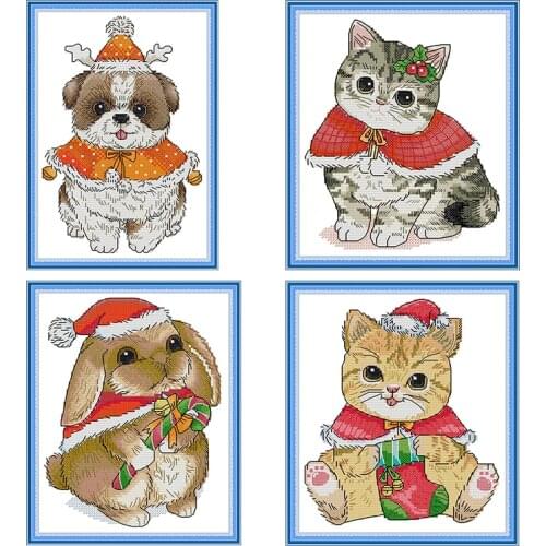 Cross-Stitch Sets Animal In Cloak Printed Embroidery Handmade Decoration Stamped 14CT 11CT Fabric Gift Embroidery Needlework Kit