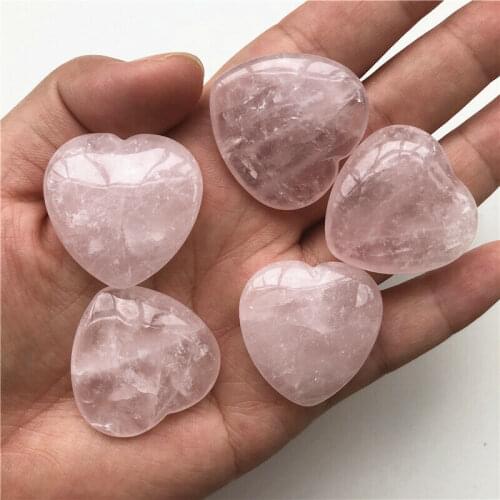 Natural Pink Quartz Crystal Heart Shape Stone Meditation Healing Gift Chakra Natural Quartz Crystals 1PC