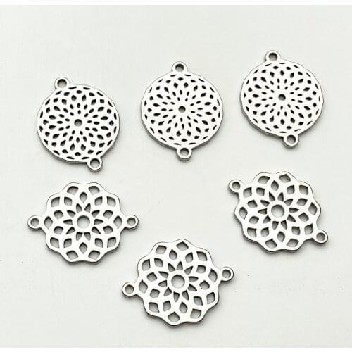 Stainless Steel 2side pattern Mix Types Filligree Flower Charms Hollow Flower Connectors Jewelry Handmade Diy Jewelry Make