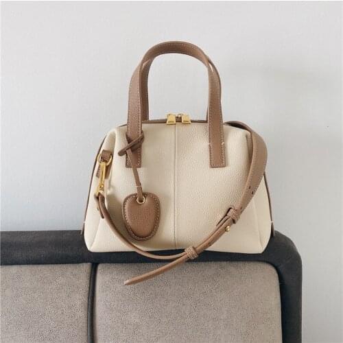 New Model 100% Natural Leather Fashion Women Tote Bag Classic Black Charm Boston Handbag Travel Messenger Crossbody Female