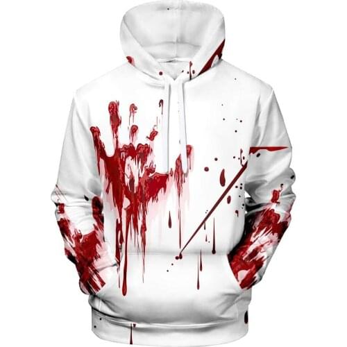 2021 New Product 3D Halloween Color Printing and Velvet Hooded Male Flower Casual Pattern Jacket