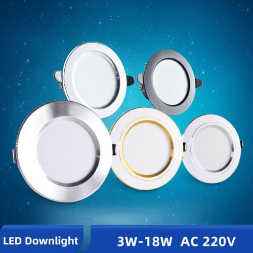 OK-B Downlight 3W 5W 9W 12W 15W 18W LED Downlight AC 220V Gold Silver White Ultra Thin Aluminum Round Recessed LED Spot Lighting