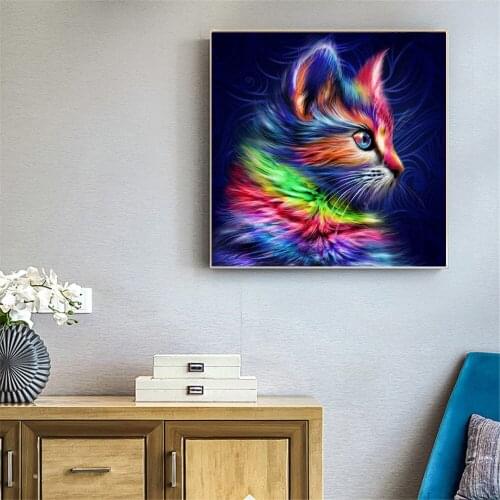 Full Drill Round Diamond Painting Cross Stitch Cat 5d Diamond Mosaic Art Diamond Embroidery Animal Rhinestone Picture
