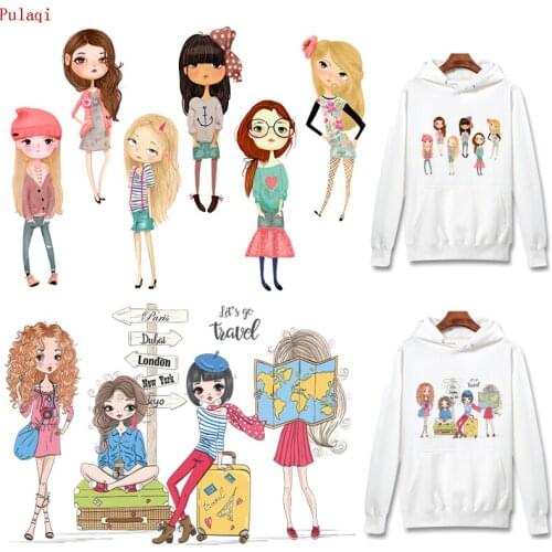 Pulaqi Iron On Transfer For Clothing Fashion Girl Butterfly Heat Vinyl Transfer Thermal Stripes For Clothes Applique Sticker DIY