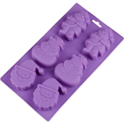 Silicone mold 6 hole Christmas series Cake Mould Snowman Santa handmade soap molds resin snowman santa claus aroma wax mould
