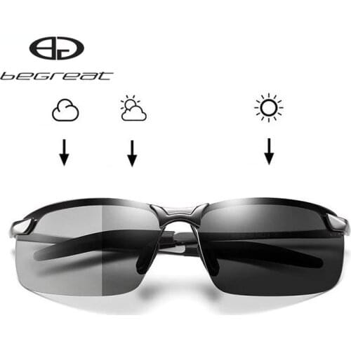 Begreat Photochromic Sunglasses Men Polarized Driving Chameleon Glasses Male Change Color Sun Glasses Day Night Vision Glasses
