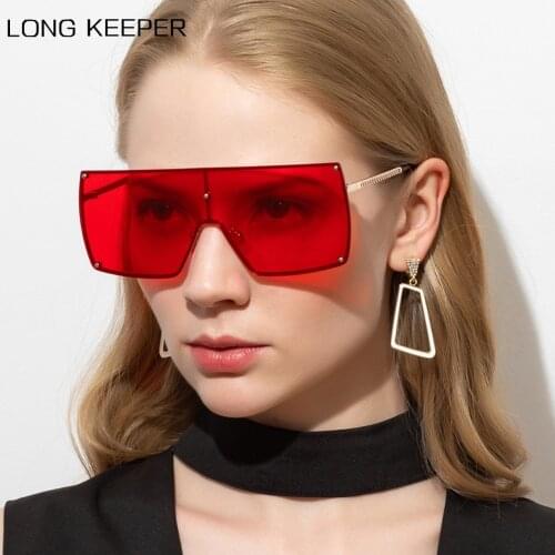 LongKeeper Fashion Oversized Sunglasses Women Brand Designer Oversized One Piece Sun Glasses Driving Shades Eyewear UV400 gafas